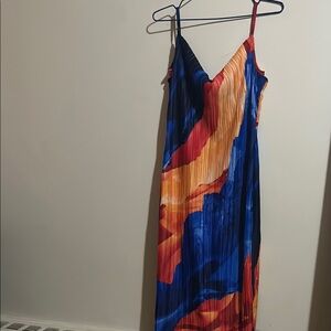 Boohoo Blue and Orange Spaghetti Strap Maxi Dress